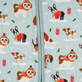 Puppy Love Blue Half Sleeves Zipper Romper