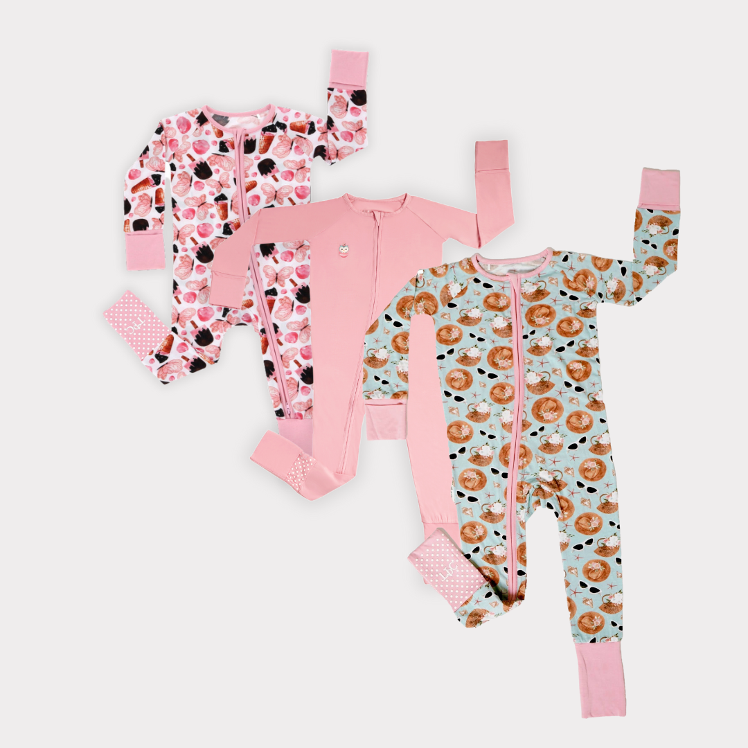 Butterchoc, Signature Pink & Hamptons Long Sleeves Zipper Rompers combo