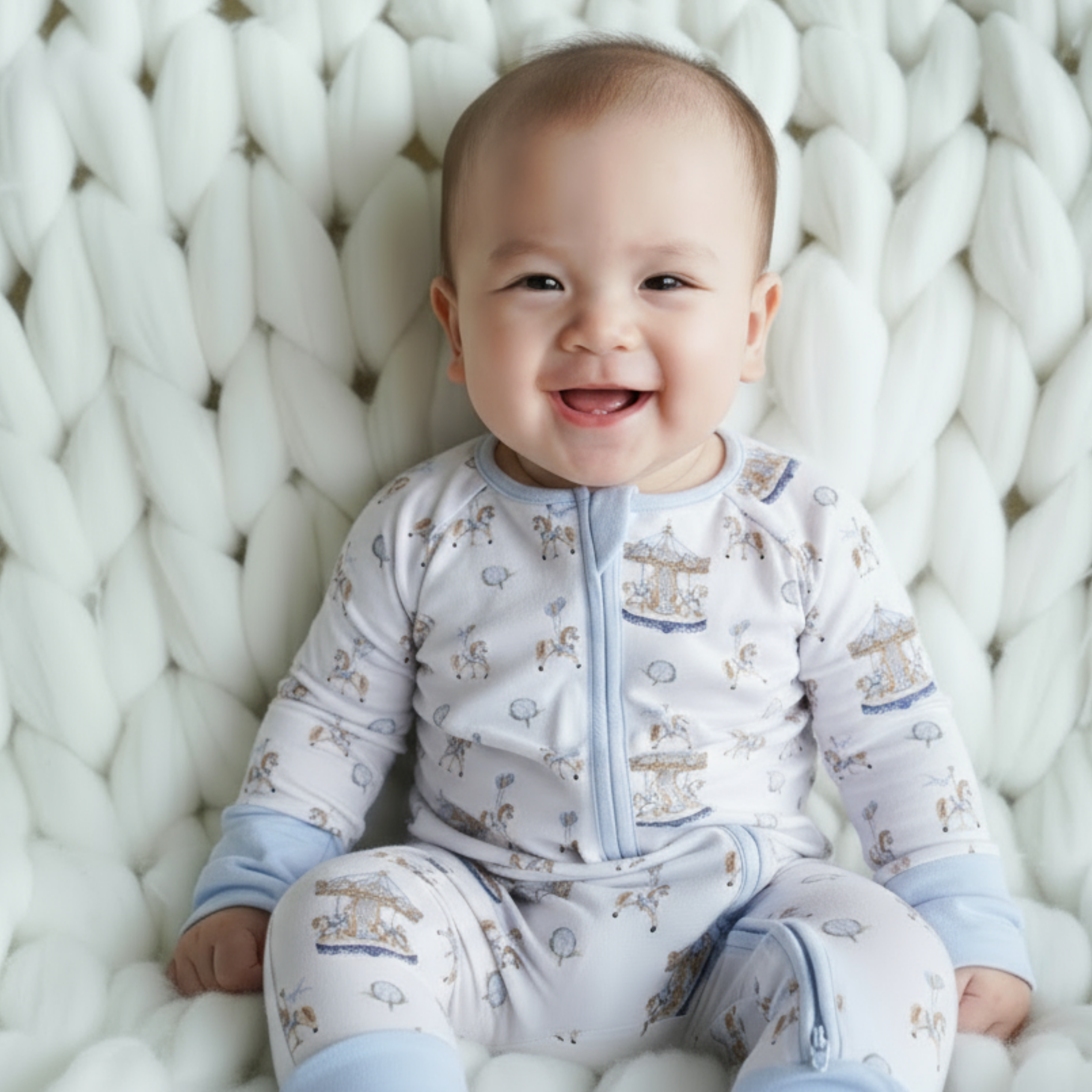 Carousel Blue Long Sleeves Zipper