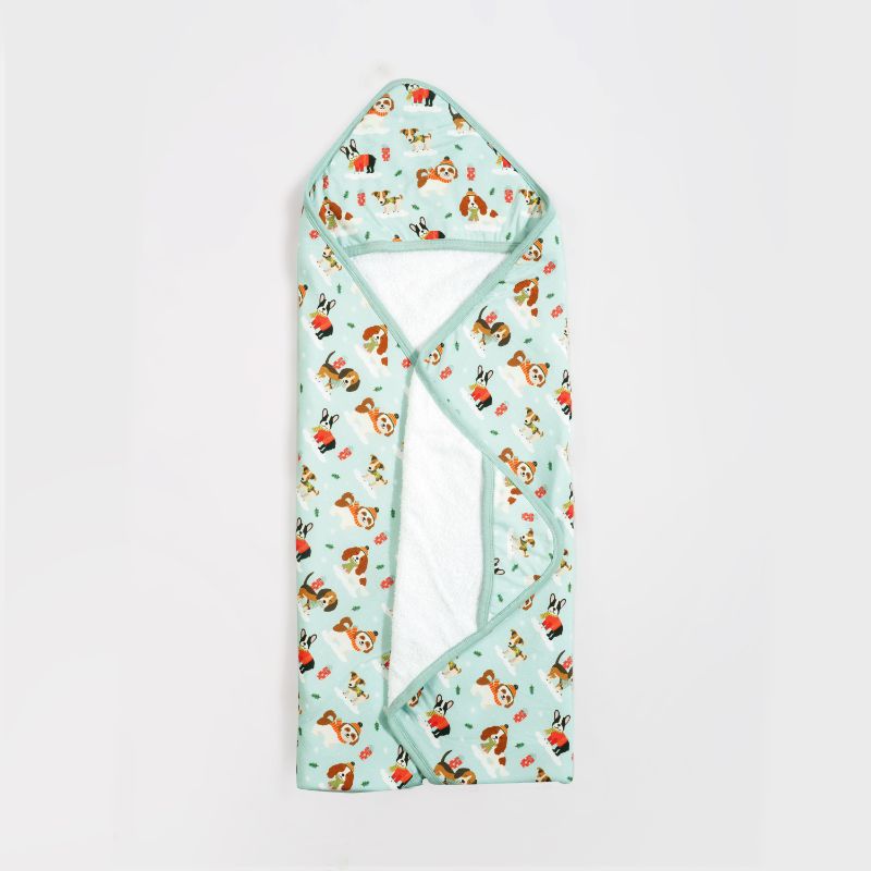 Puppy Love Blue Bamboo Hooded Towel