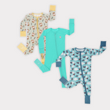 Monkute & Signature Blue & Jet Set Go Long Sleeves Zipper Rompers combo