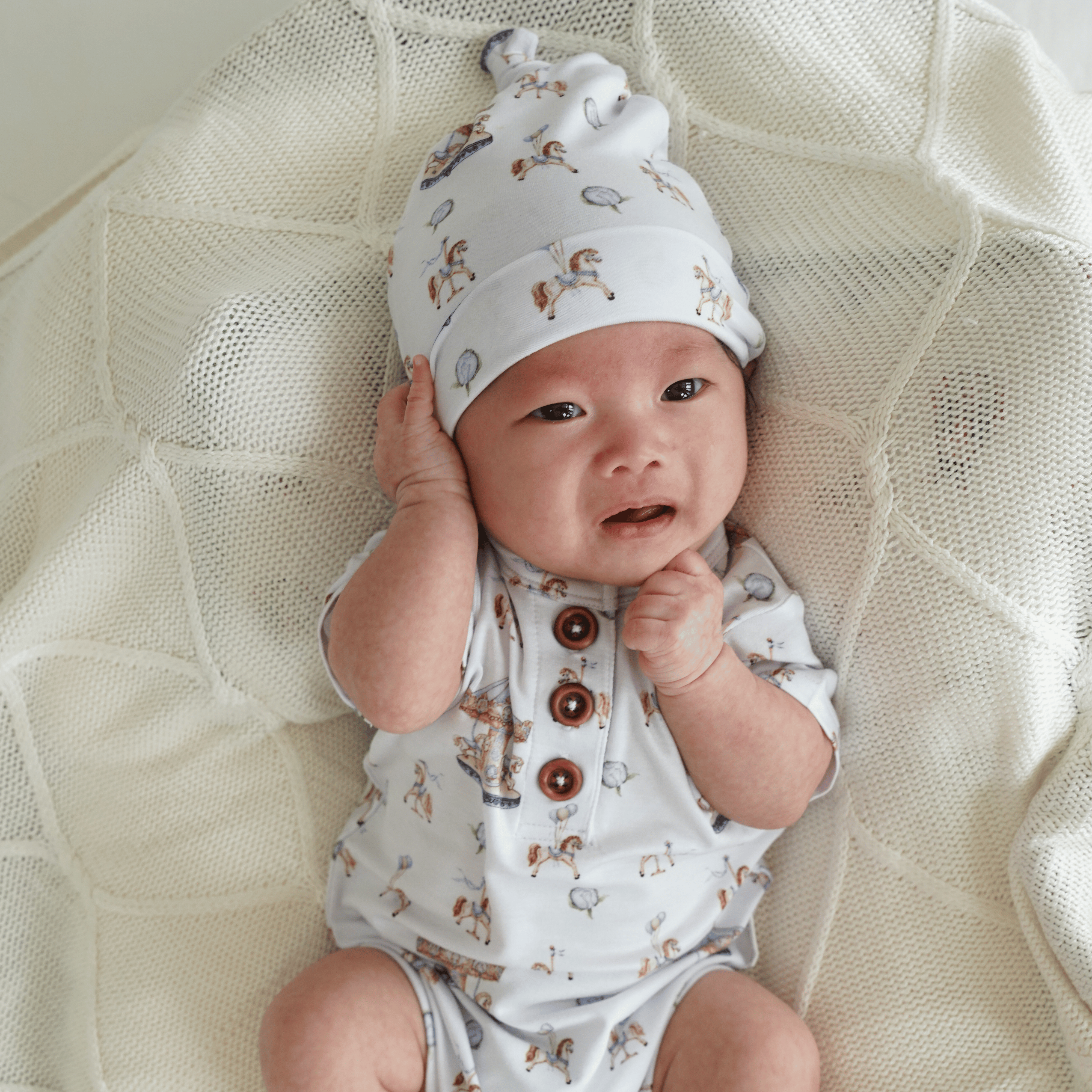 Carousel Blue Baby Boy Hat Beanie