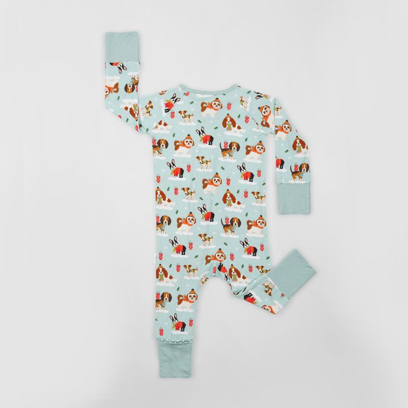 Puppy Love Blue Long Sleeves Zipper Romper