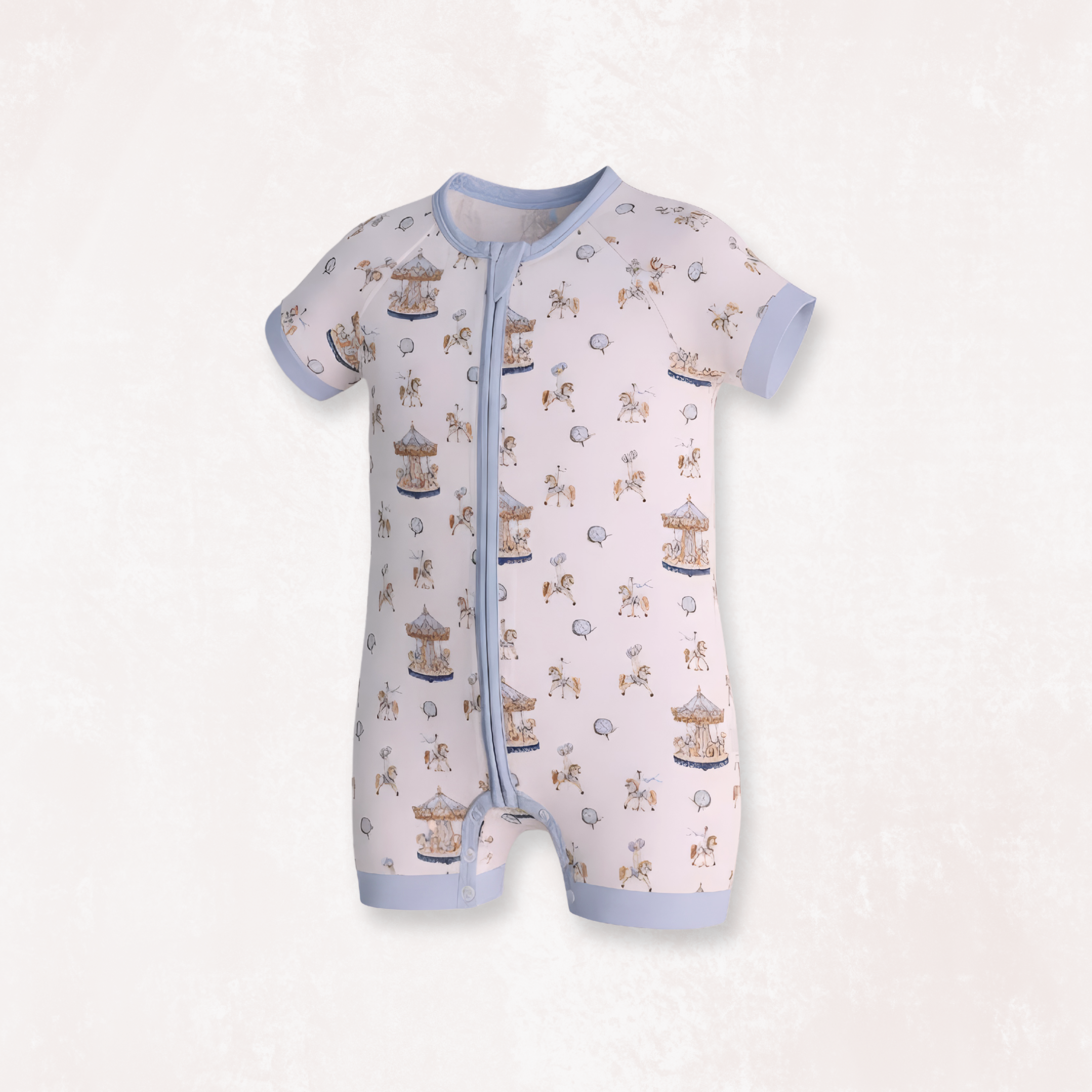 Carousel Blue Half Sleeves Zipper