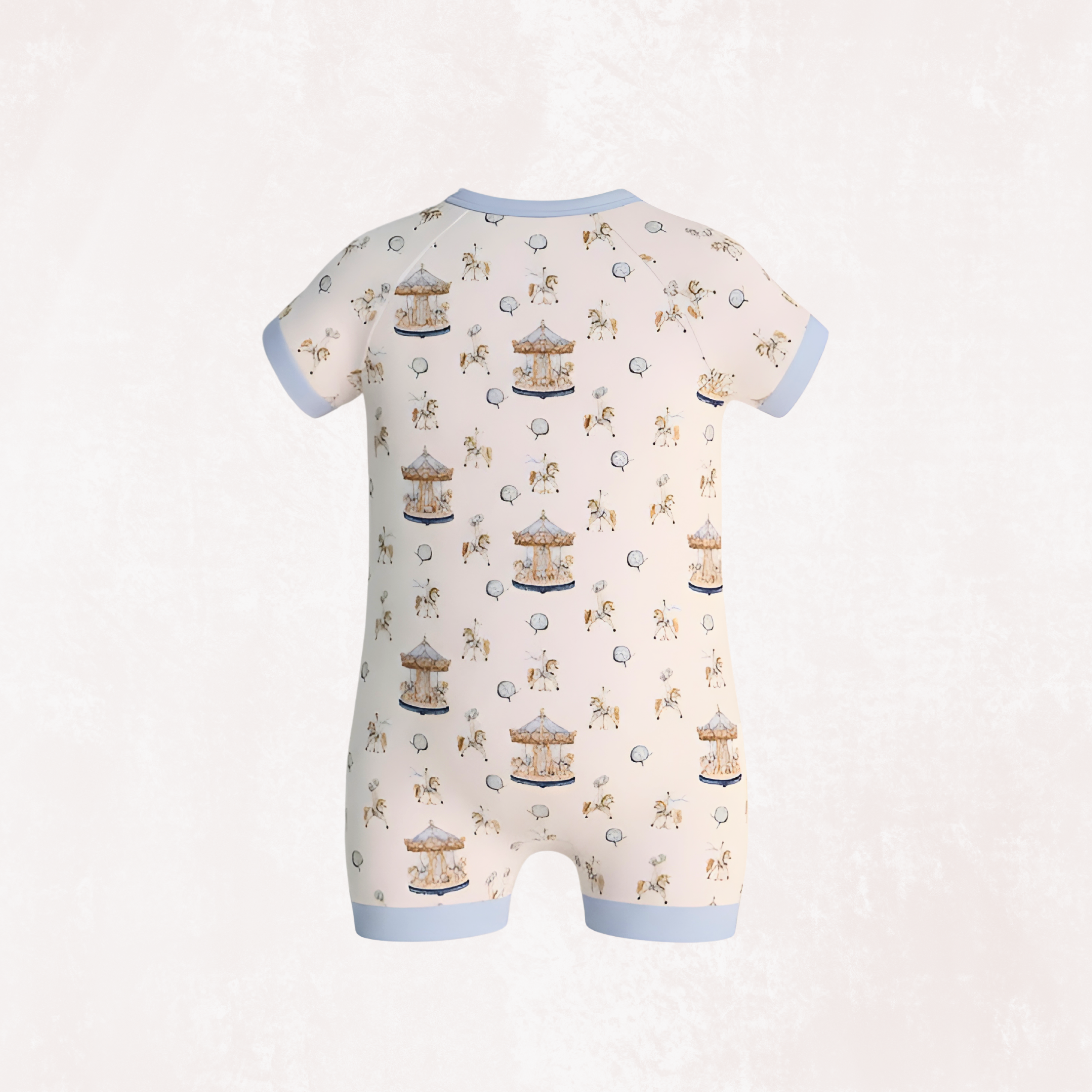 Carousel Blue Half Sleeves Zipper