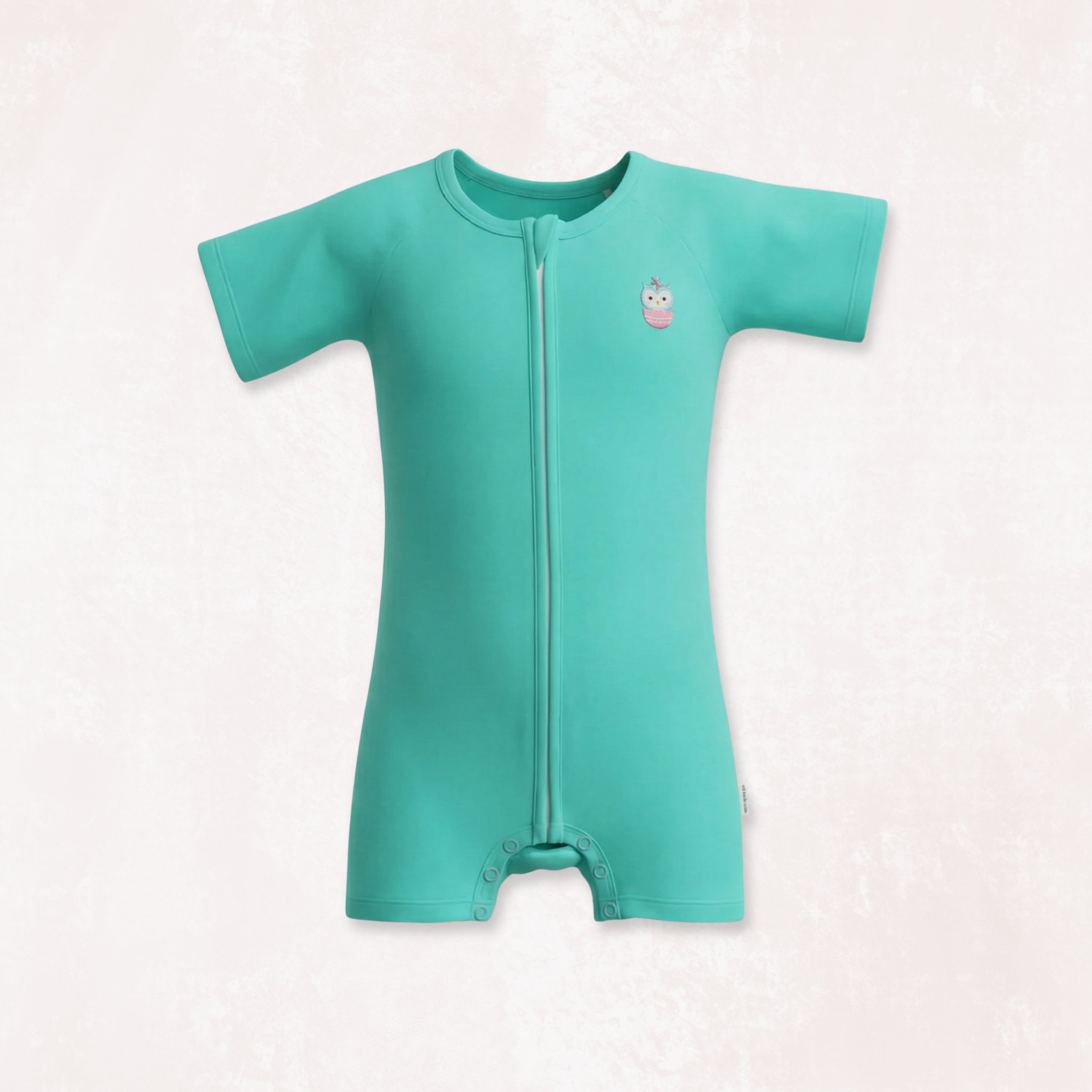 Signature Half Sleeves Zipper Romper (Aqua Blue)