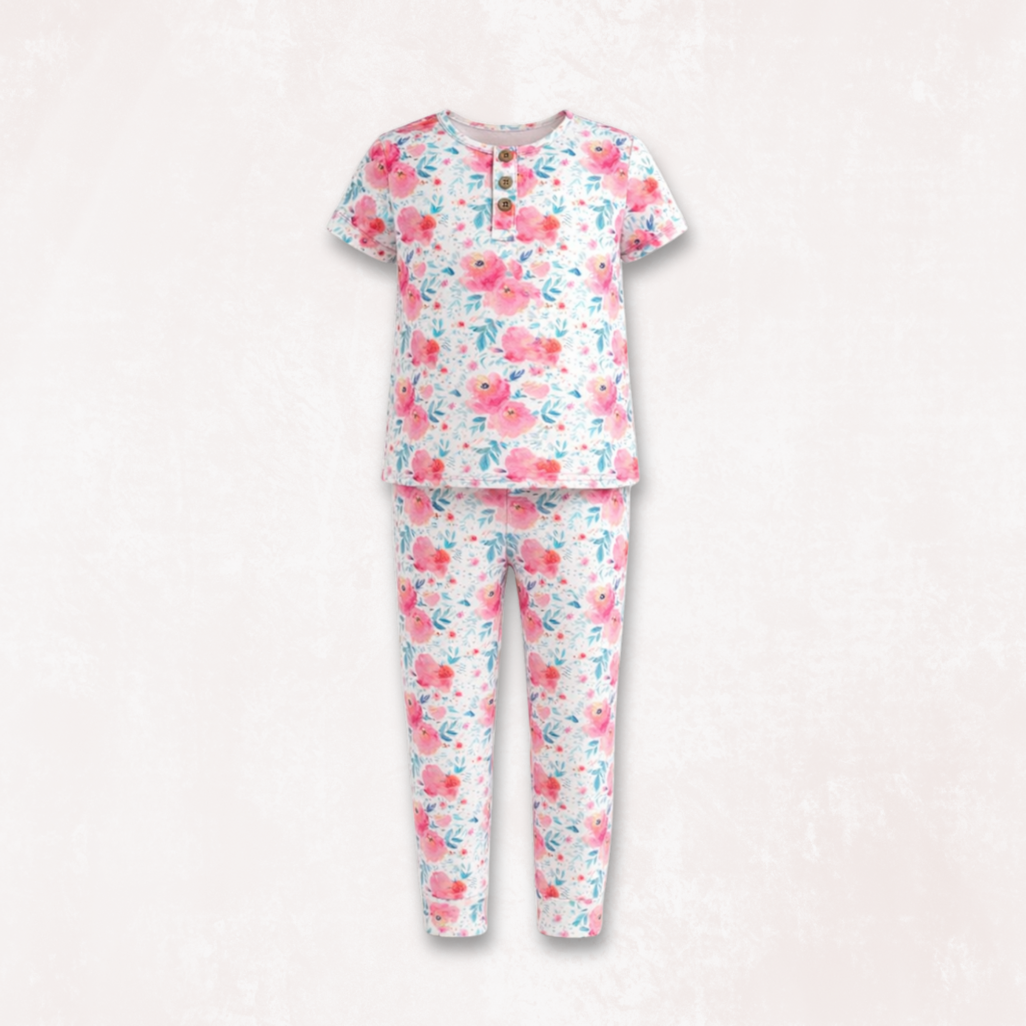 Pink Rose with Buttons & Frills PJ Set