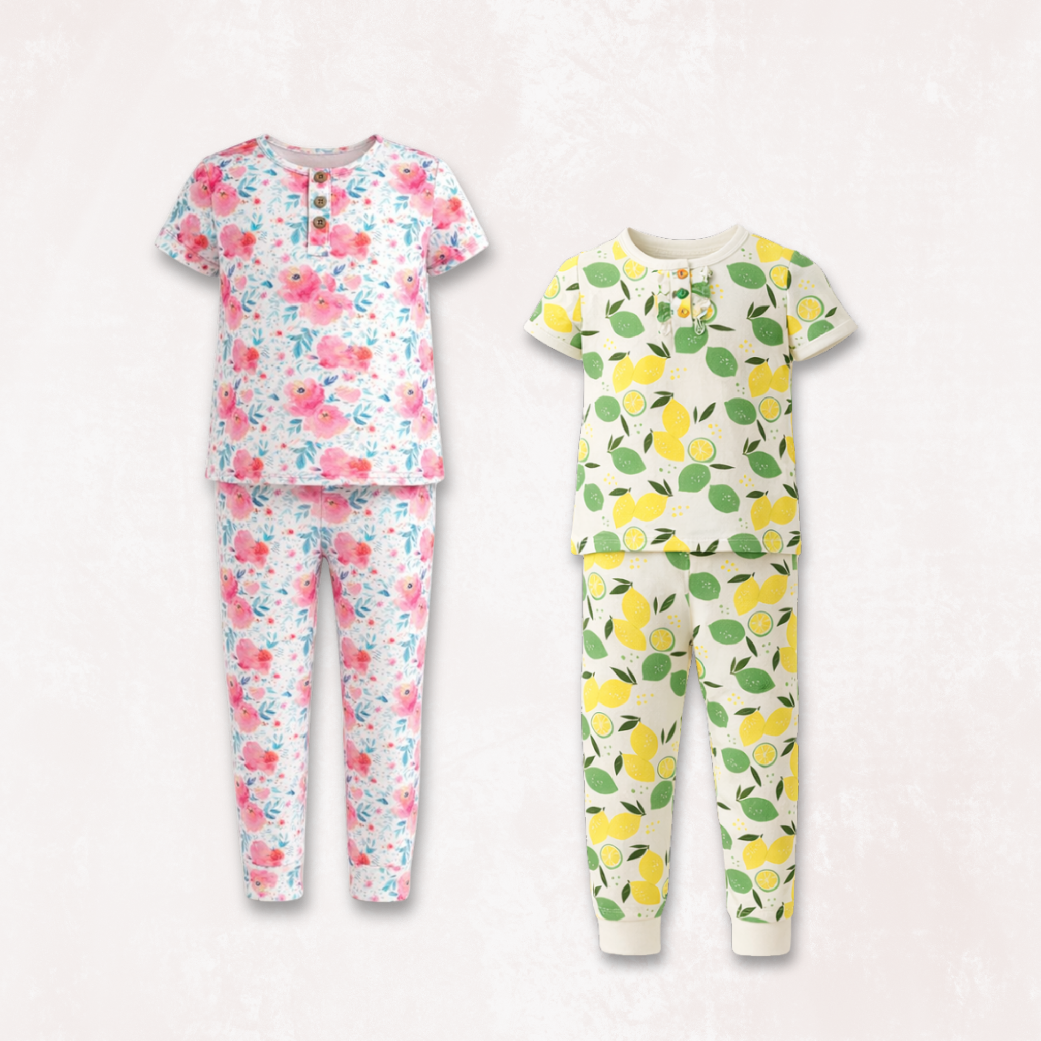 Pink Rose & Lemon Angel Pajama Set Combo
