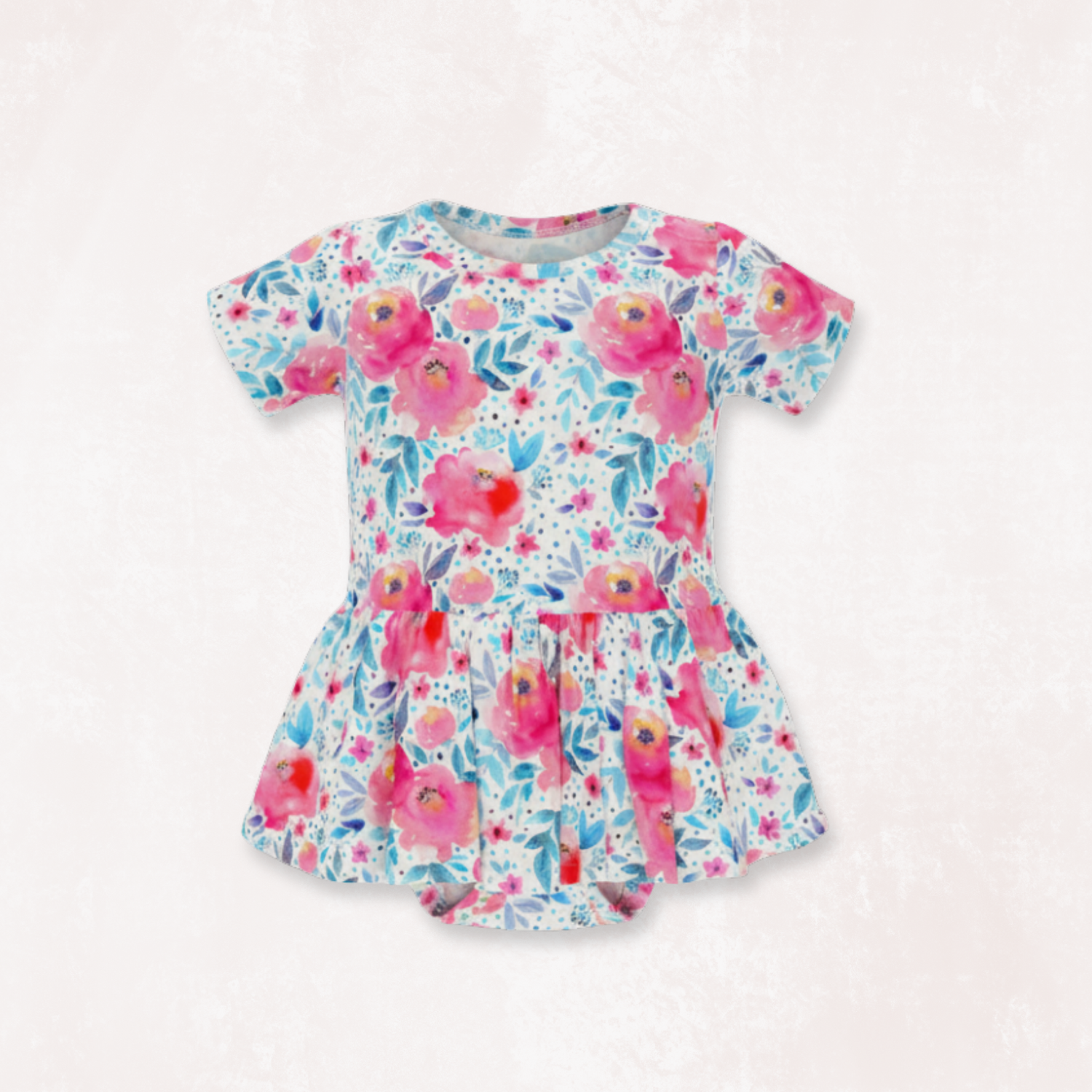 Pink Rose Bodysuit Twirl Dress