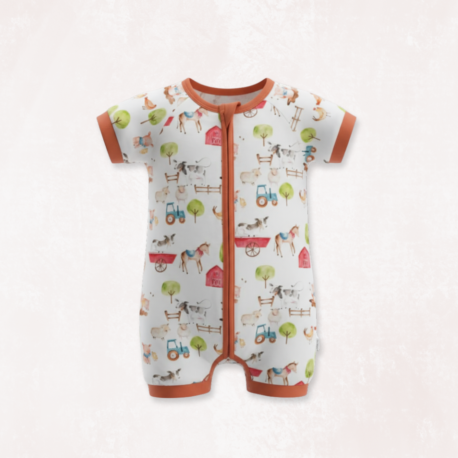 Farm Buddies Half Sleeves Zipper Romper