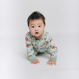 Puppy Love Blue Long Sleeves Zipper Romper