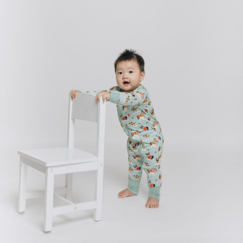 Puppy Love Blue Long Sleeves Zipper Romper