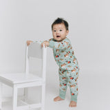 Puppy Love Blue Long Sleeves Zipper Romper