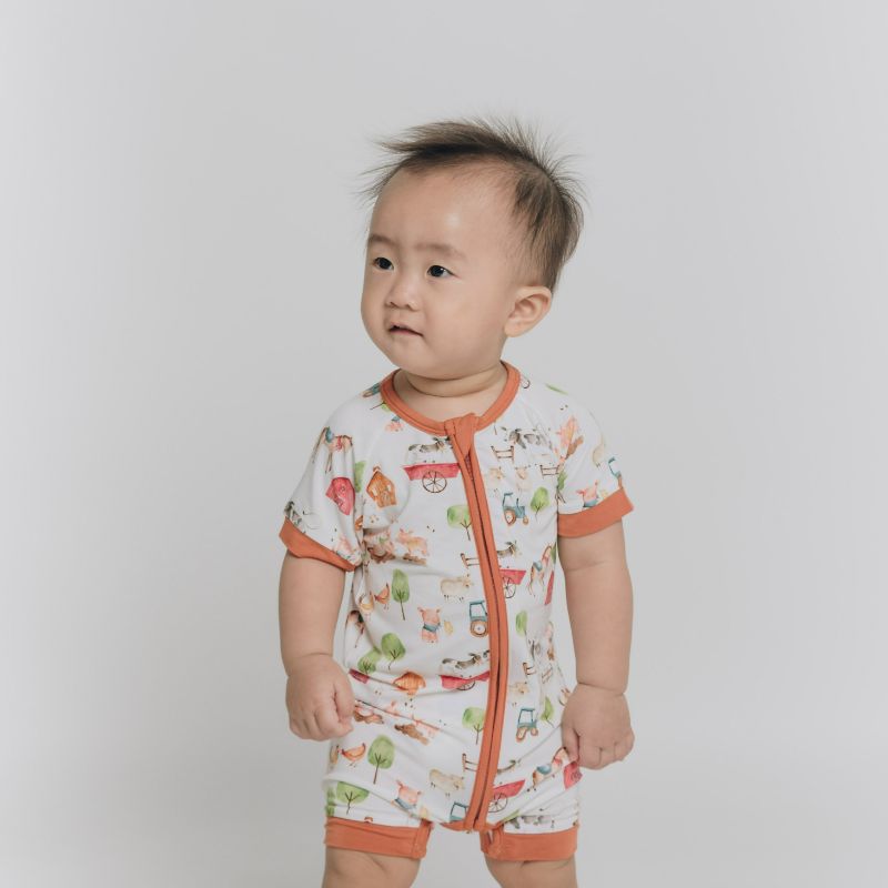 Farm Buddies Half Sleeves Zipper Romper