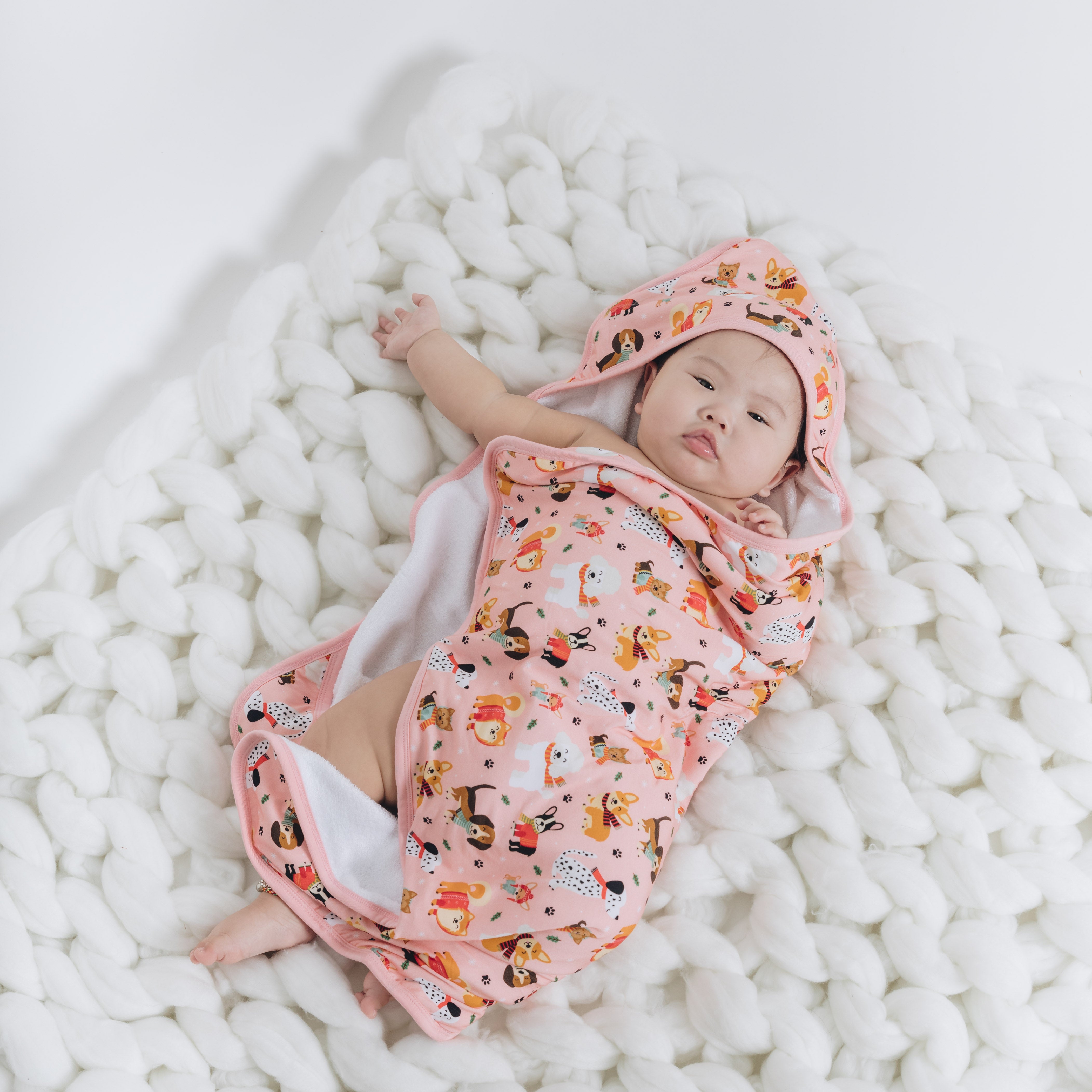 Puppy Love Pink Bamboo Hooded Towel