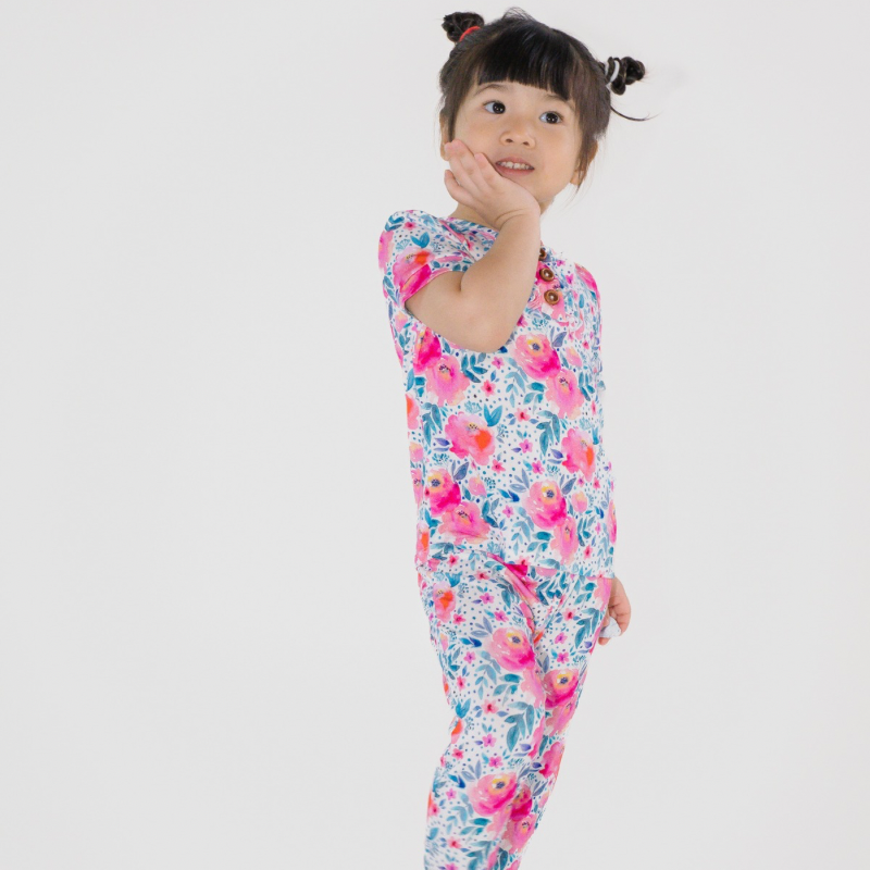 Pink Rose with Buttons & Frills PJ Set