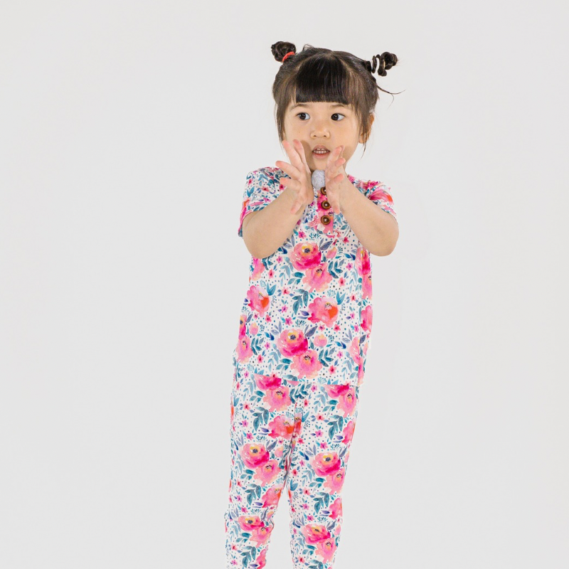 Pink Rose with Buttons & Frills PJ Set