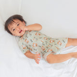 Mint Green & Monkute Half Sleeves Zipper Rompers combo