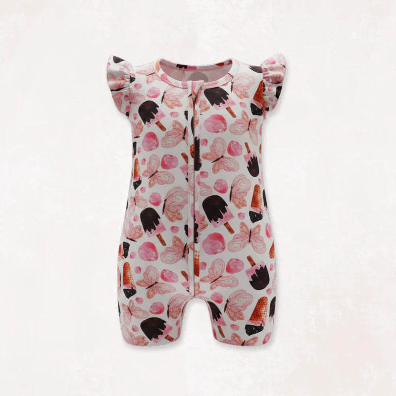 Butterchoc Half Sleeves Zipper Romper