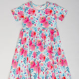 Pink Rose  Bodysuit Twirl Dress