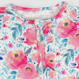 Pink Rose Long Sleeves Zipper Romper