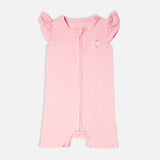 Signature Half Sleeves Zipper Romper (Baby Pink)