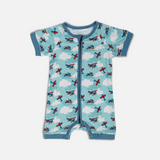 Jet Set Go Half Sleeves Zipper Romper