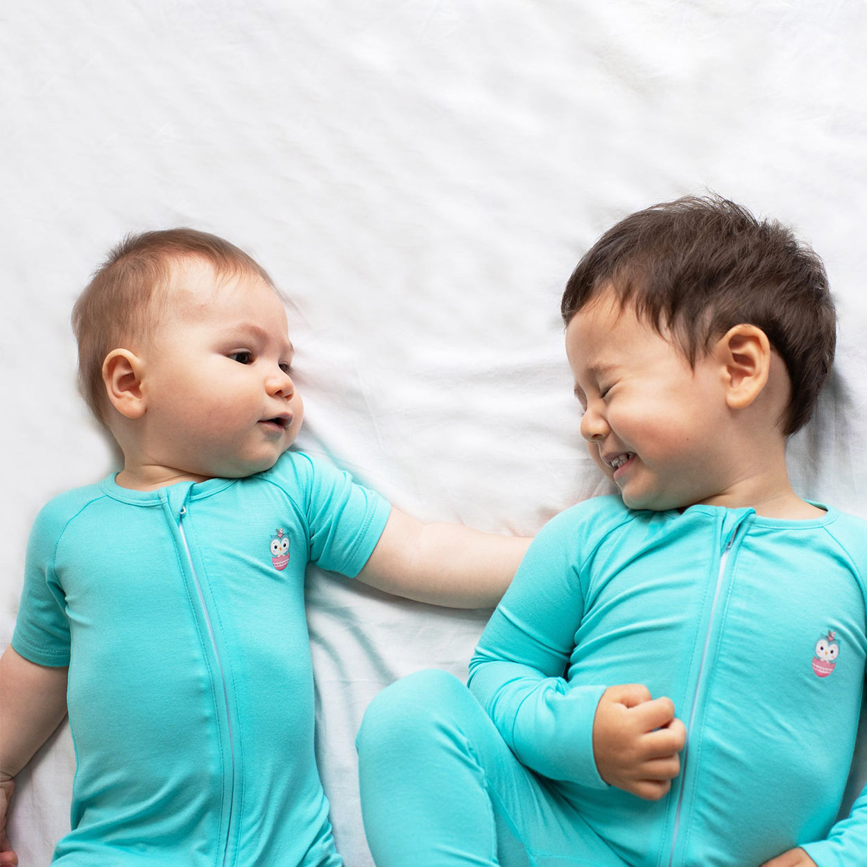 Signature Long Sleeves Zipper Romper (Aqua Blue)