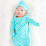 Signature Newborn Toffee Knot Gown (Aqua Blue)