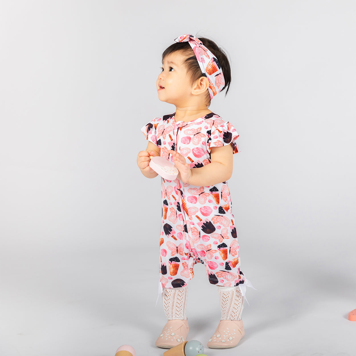 Butterchoc Half Sleeves Zipper Romper