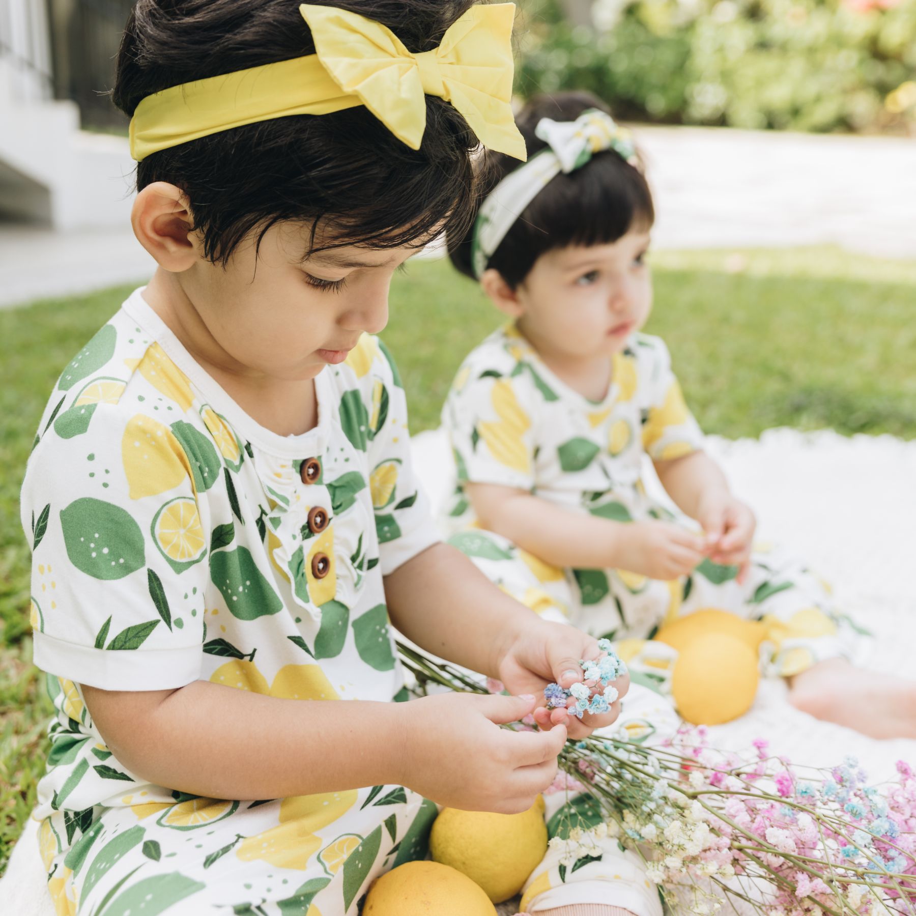 Lemon Angel with Buttons & Frills |PJ Set