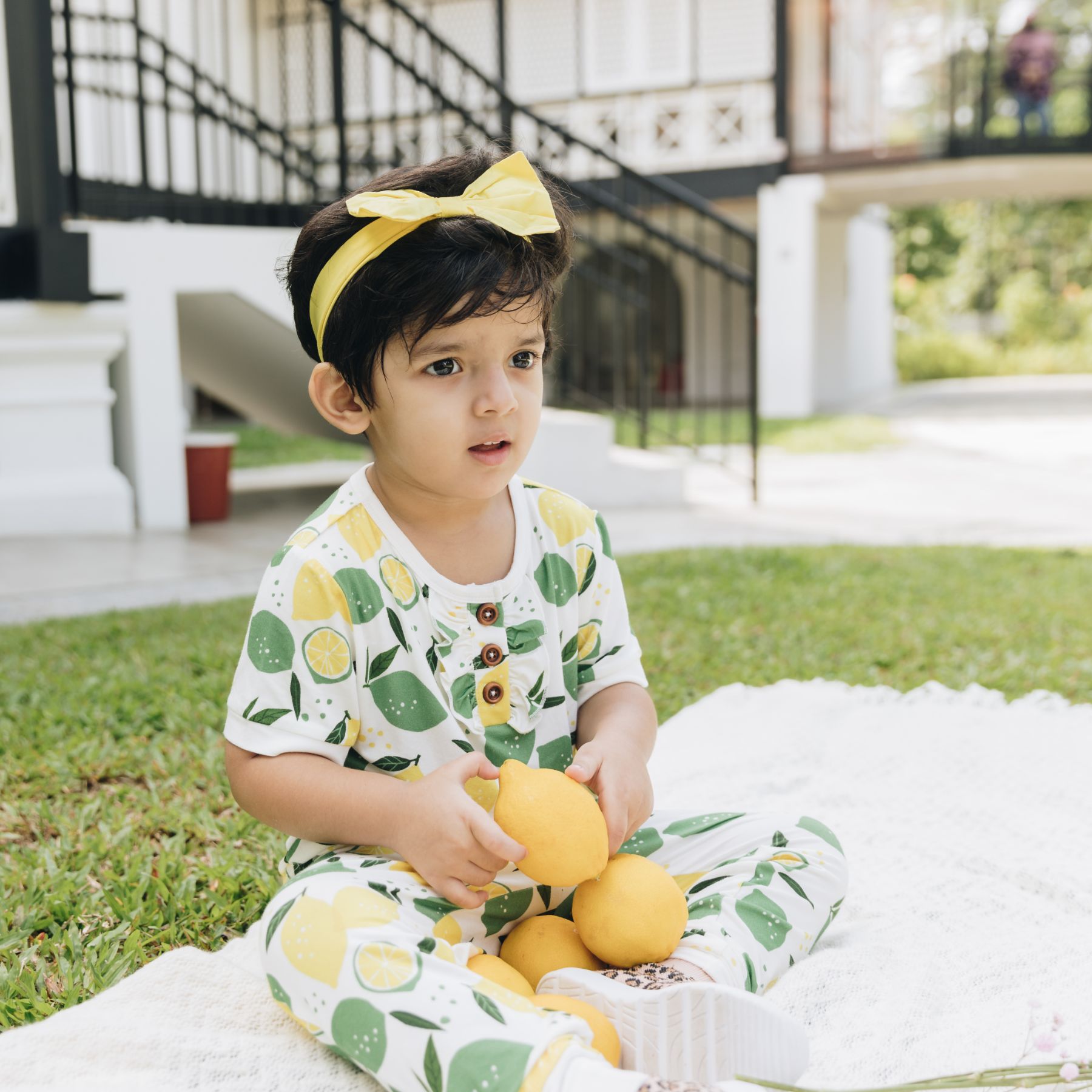 Lemon Angel with Buttons & Frills |PJ Set