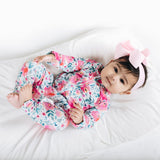 Pink Rose Long Sleeves Zipper Romper