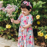 Pink Rose  Bodysuit Twirl Dress