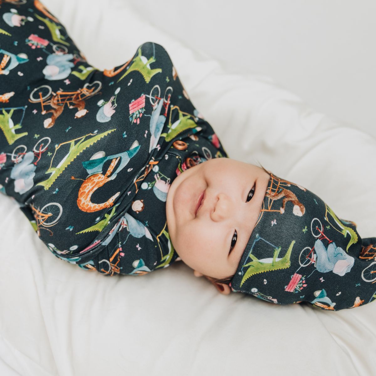 Cycle Safari Swaddle Blanket and Hat Set