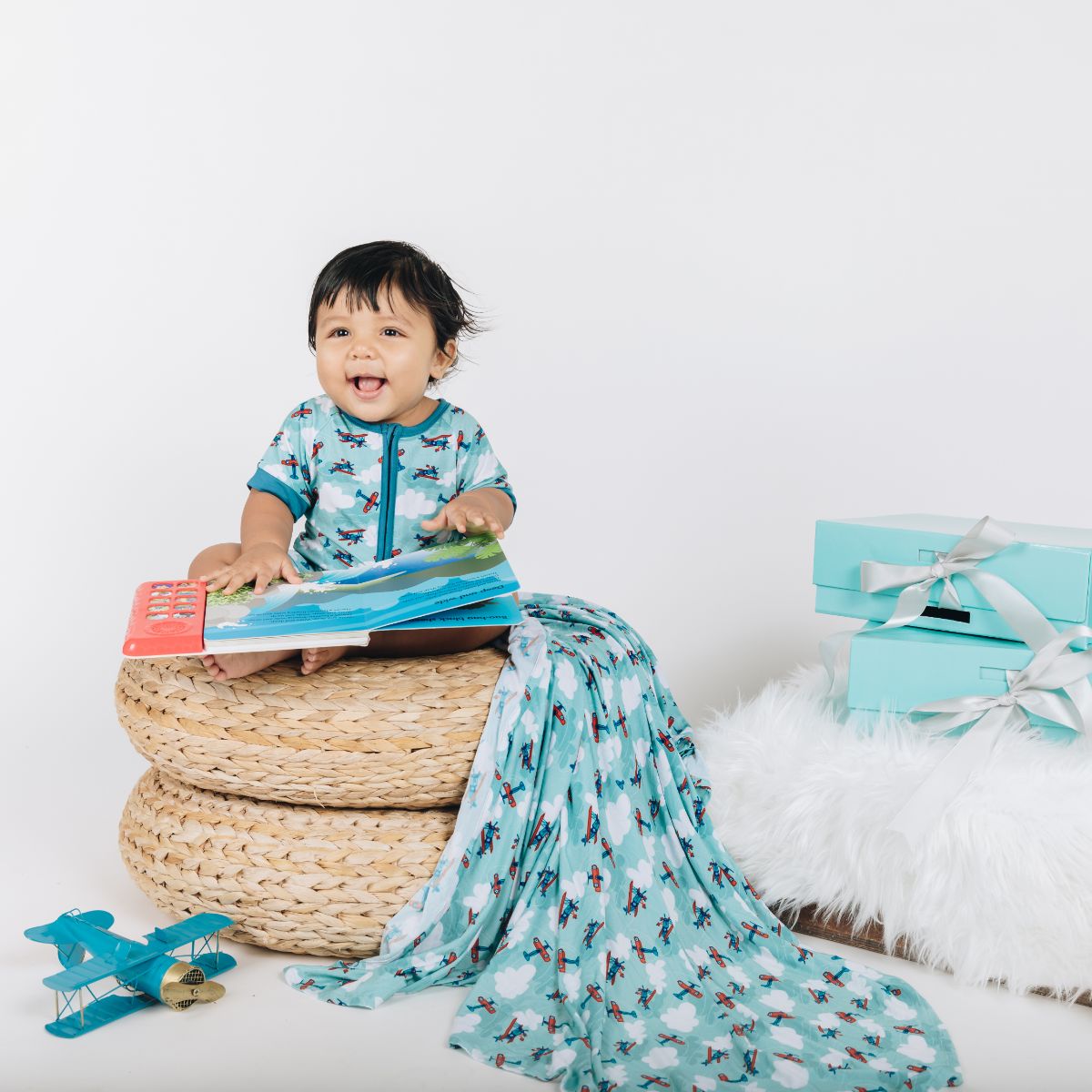 Jet Set Go Swaddle Blanket and Hat Set