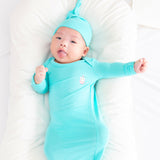 Signature Newborn Toffee Knot Gown (Aqua Blue)