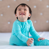 Signature Long Sleeves Zipper Romper (Aqua Blue)