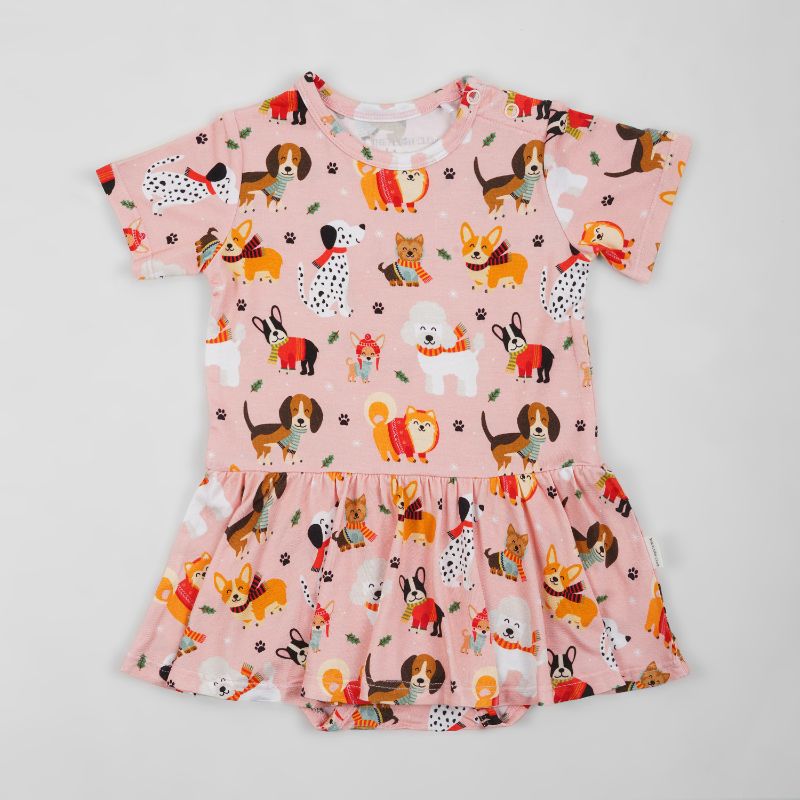 Puppy Love Pink Bodysuit Twirl Dress