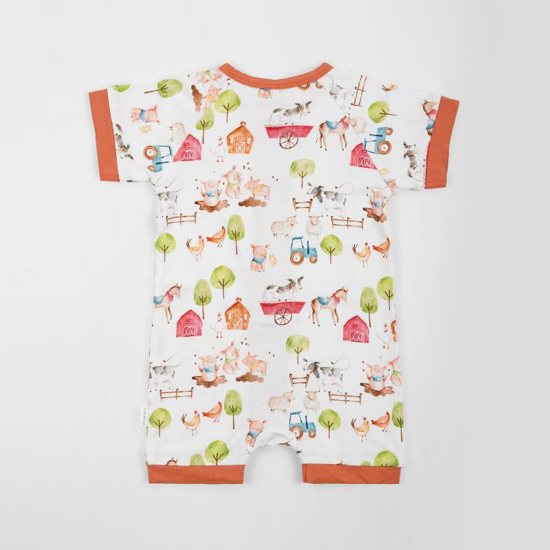 Farm Buddies Half Sleeves Zipper Romper