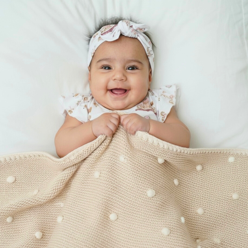 Vanilla Dots Knit Blanket