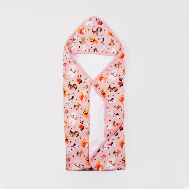 Puppy Love Pink Bamboo Hooded Towel