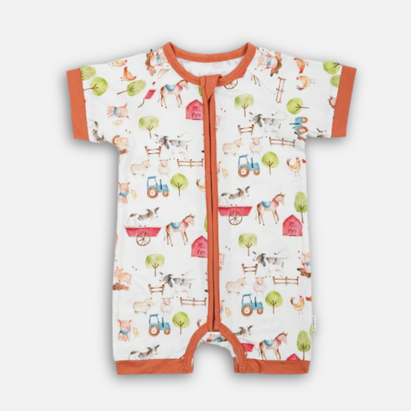 Farm Buddies Half Sleeves Zipper Romper