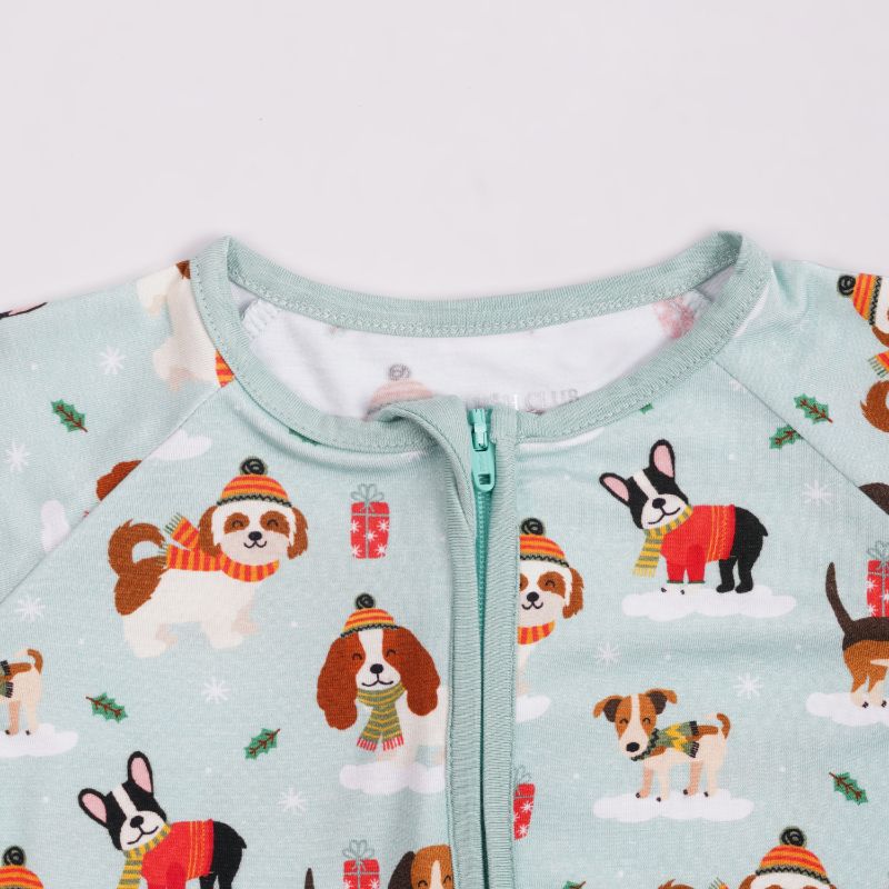 Puppy Love Blue Half Sleeves Zipper Romper