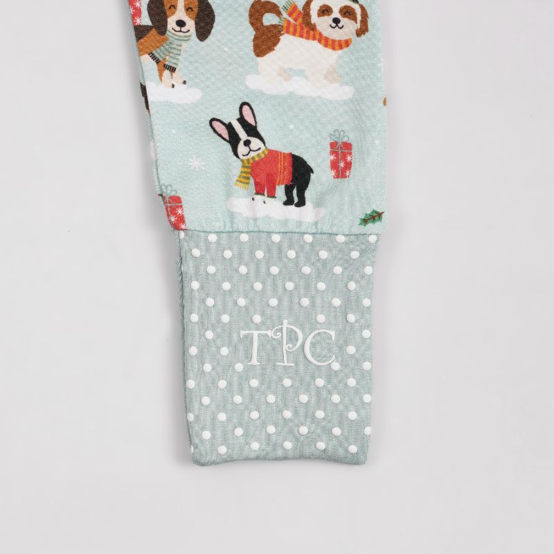 Puppy Love Blue Long Sleeves Zipper Romper