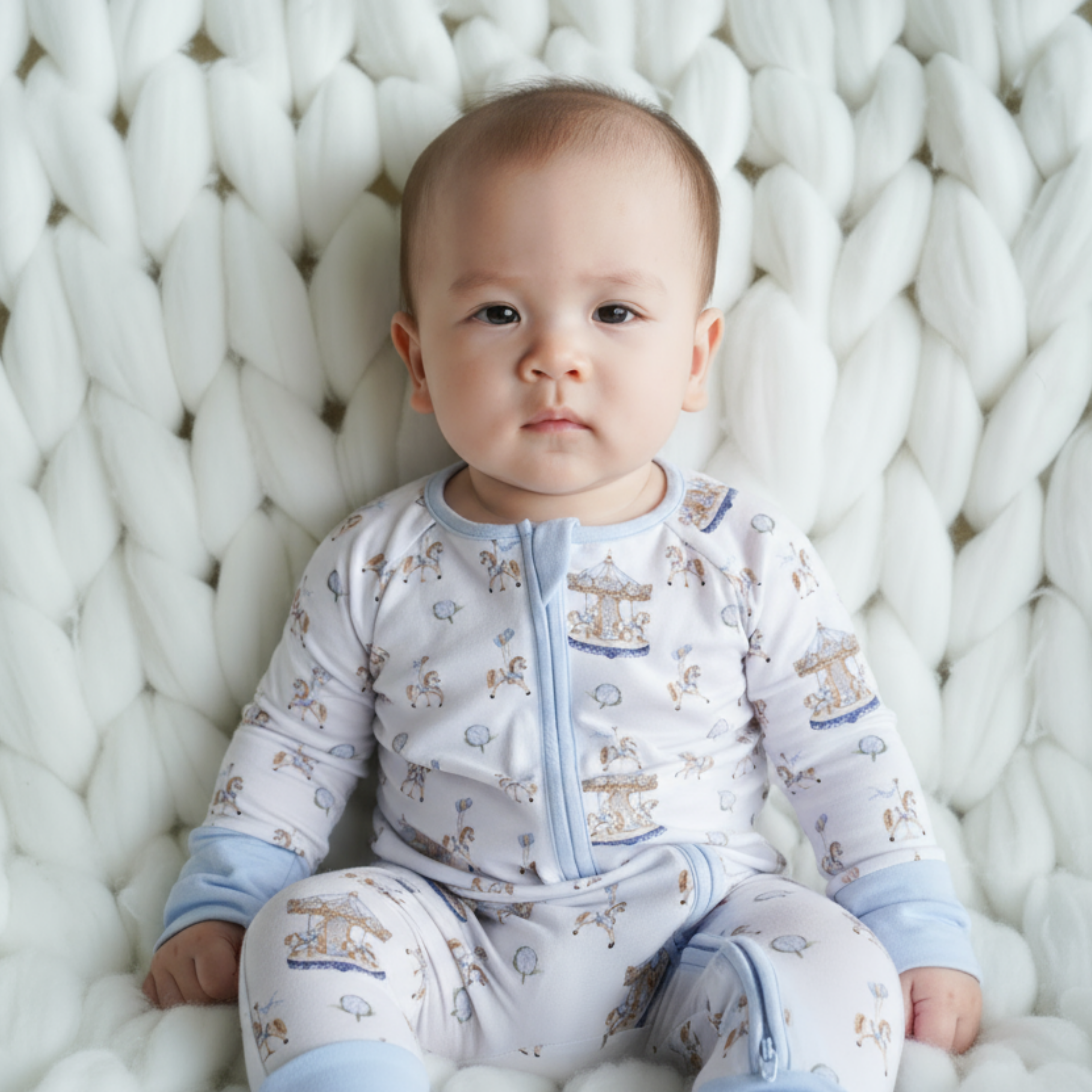 Carousel Blue Long Sleeves Zipper