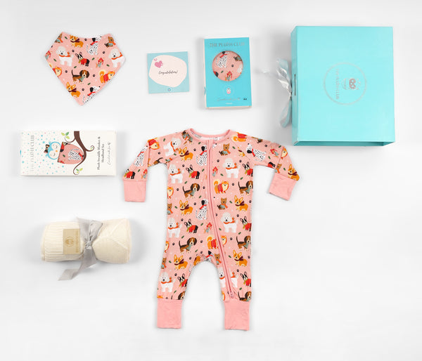 HOSPITAL TO HOME BABY GIRL GIFT SET - Puppy Love Pink
