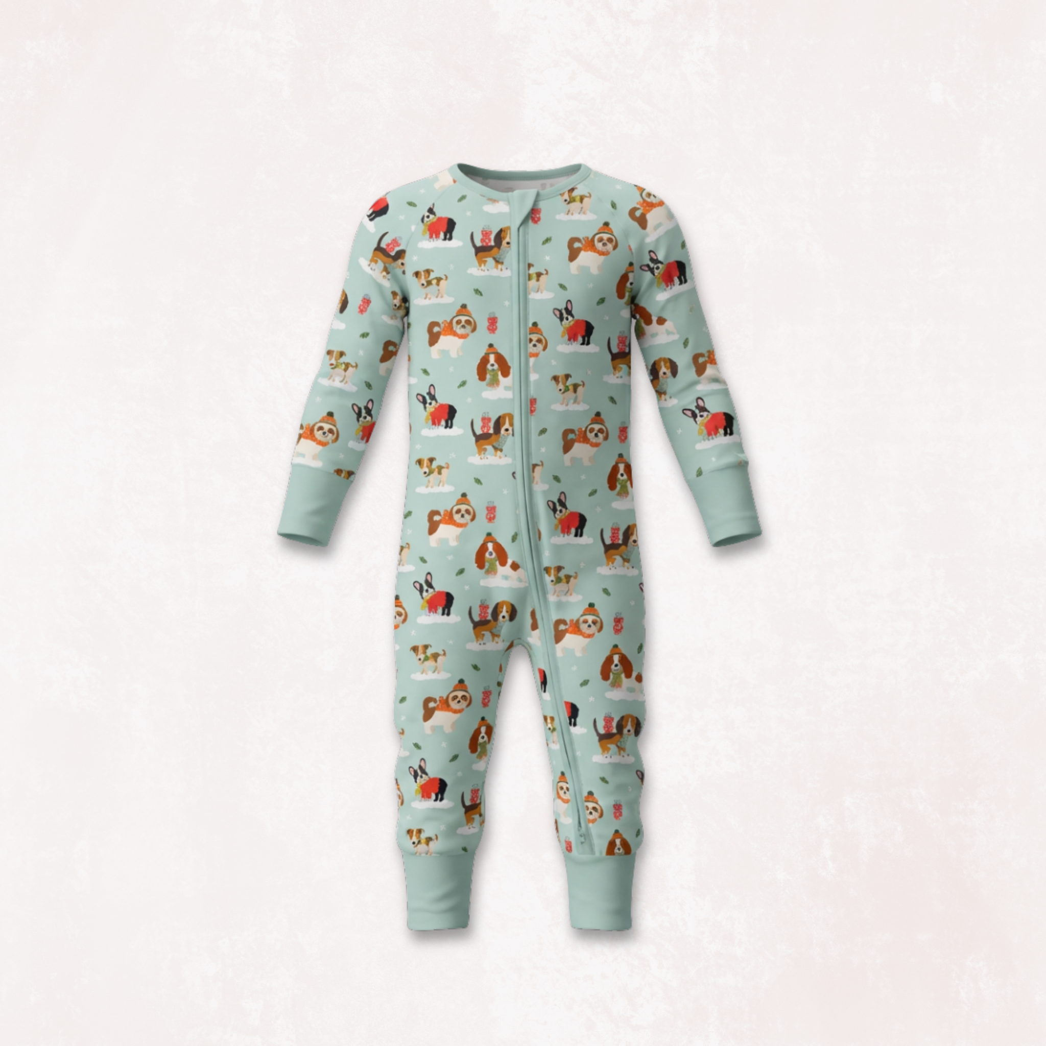 Puppy Love Blue Long Sleeves Zipper Romper