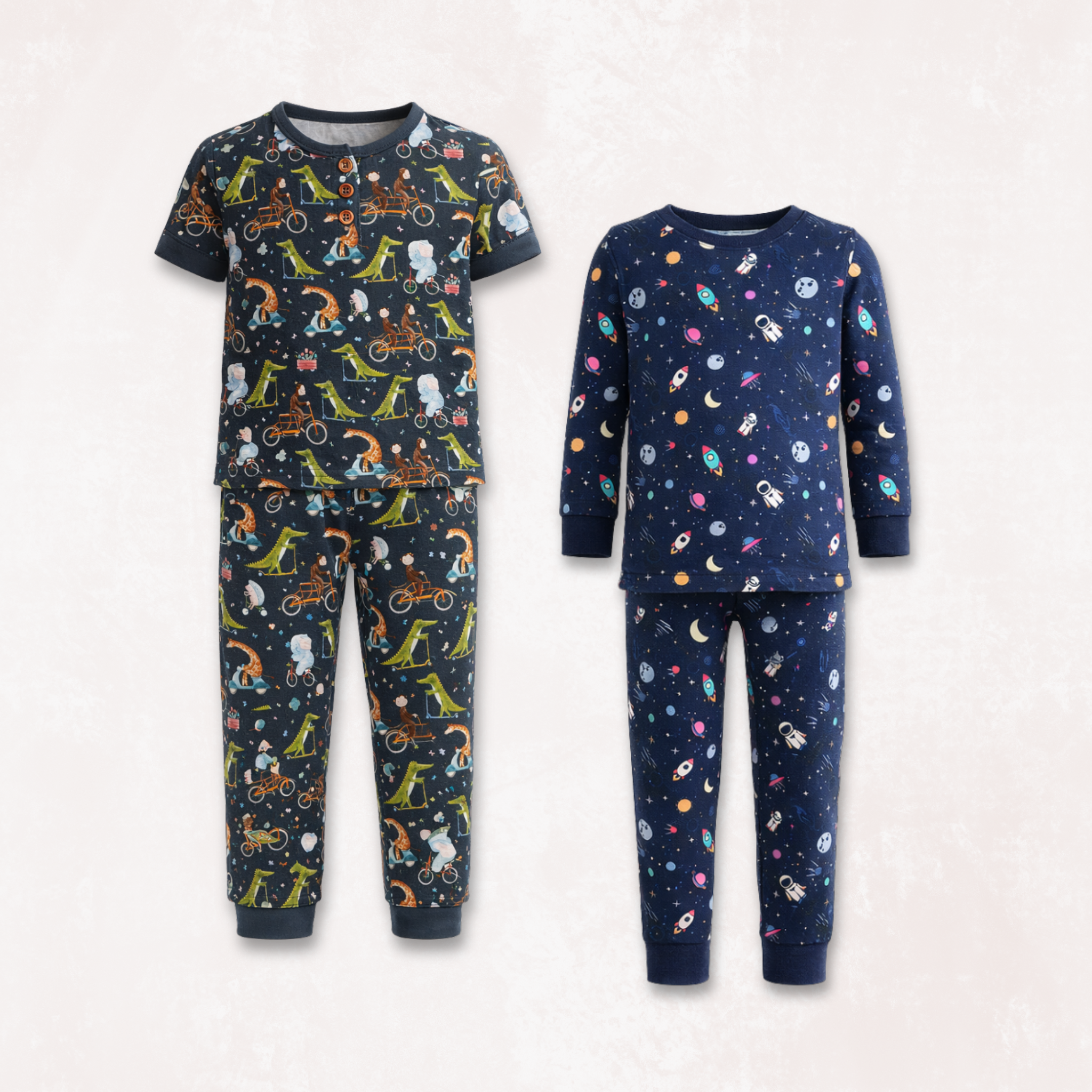 Cycle Safari & Rocketship Pajama Set Combo