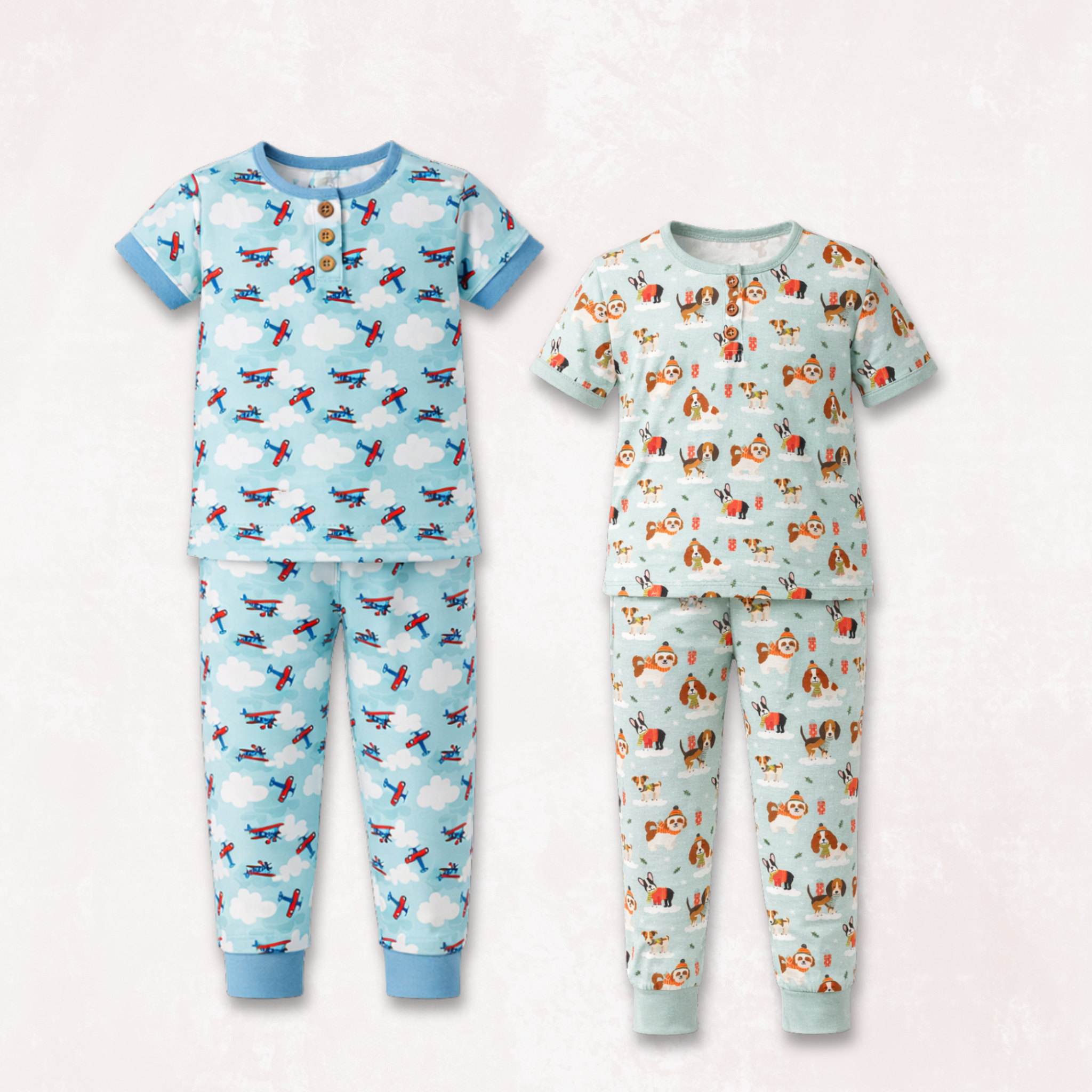 Puppy Love Blue & Jet Set Go Pajama Set Combo